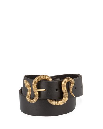 Gucci Leather Snake-Buckle Belt
