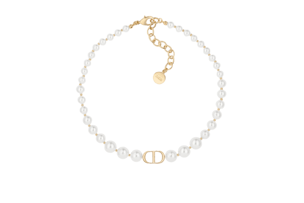 30 MONTAIGNE CHOKER Gold-Finish Metal and White Resin Pearls