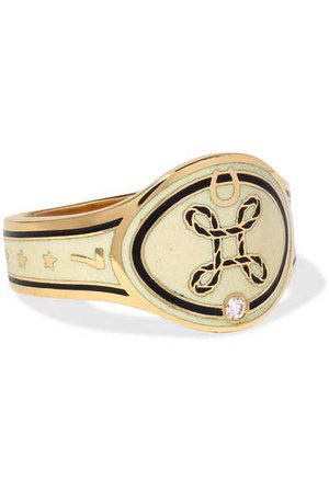Foundrae | True Love 18-karat gold, diamond and enamel ring | NET-A-PORTER.COM