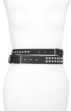Studded Double Leather Belt
