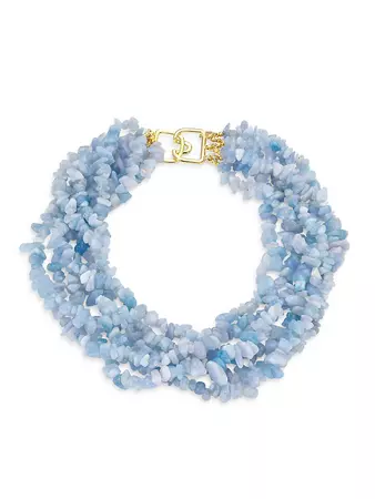 Kenneth Jay Lane Goldtone & Aquamarine Beaded Necklace
