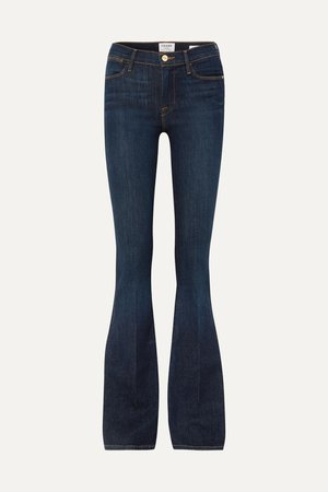 Dark denim Le High Flare high-rise jeans | FRAME | NET-A-PORTER