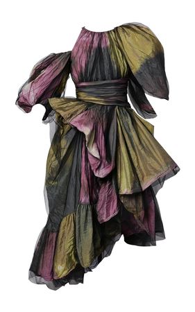 Erdem Asymmetric Pigment Chine Taffeta Dress