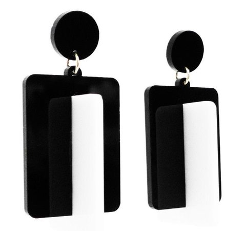 Black and White Rectangle Earrings