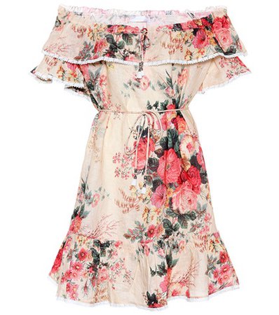 Floral printed linen dress