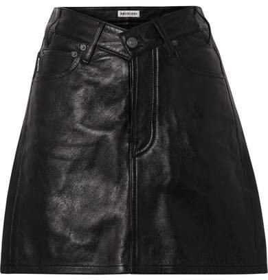 Textured-leather Mini Skirt - Black