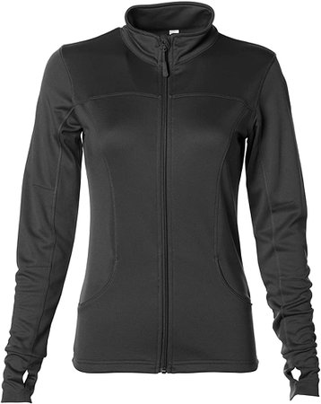 Global Women’s Slim Fit Lightweight Full Zip Yoga Workout Jacket S Black at Amazon Women’s Clothing store