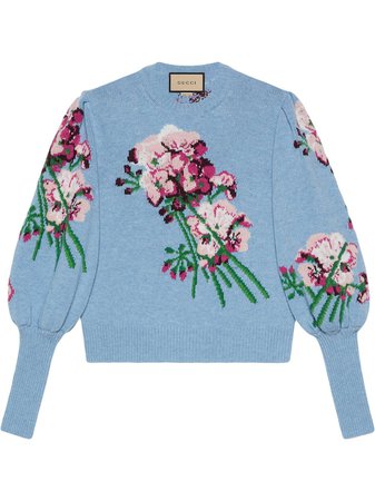 Gucci floral-intarsia knit blouse - FARFETCH