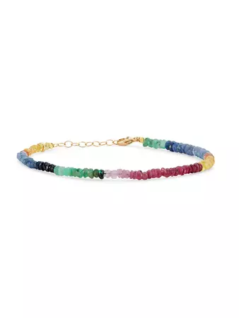 Jia Jia Arizona 14K Yellow Gold & Rainbow Sapphire Beaded Bracelet