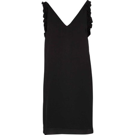 Black ruffle V neck slip dress - Slip & Cami Dresses - Dresses - women