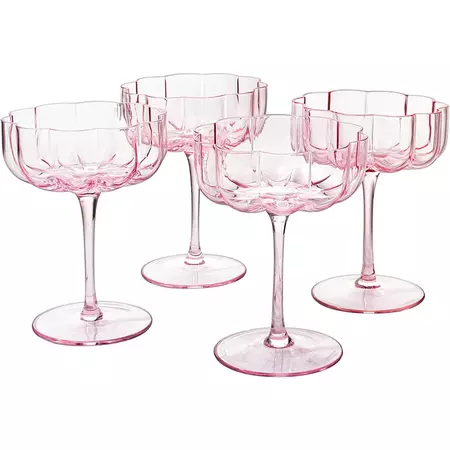 Flower Vintage Wavy Petals Wave Glass Coupes 7oz Colorful Cocktail, - – The Wine Savant