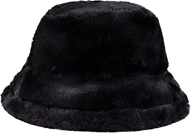 Jessica Simpson Women's Faux Fur Bucket Hat, Black, One Size at Amazon Women’s Clothing store