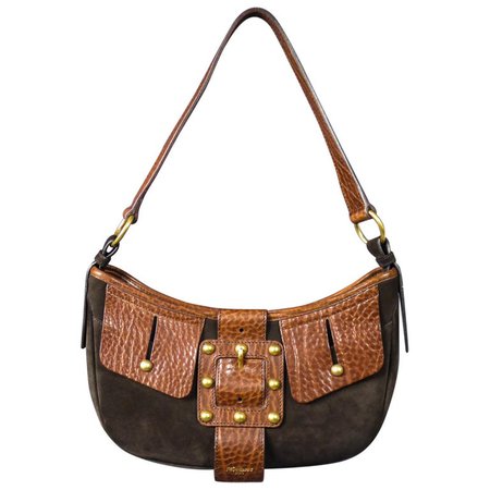 Saharienne bag in leather and suede Yves Saint Laurent Rive Gauche Circa 1995 For Sale at 1stdibs