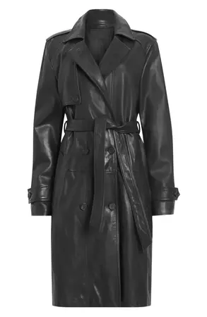 AllSaints Okena Leather Trench Coat | Nordstrom