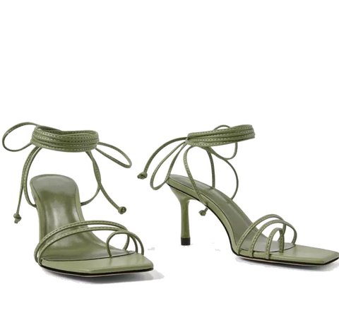 olive strappy heels