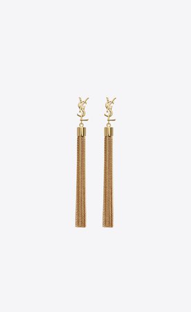 Saint Laurent ‎Mini Tassel Earrings In Gold Brass ‎ | YSL.com