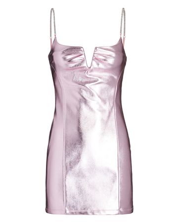 ALIX NYC Cruz Embellished Vegan Leather Mini Dress in pink | INTERMIX®