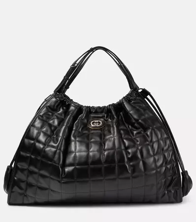 Deco Large Quilted Leather Shoulder Bag in Black - Gucci | Mytheresa