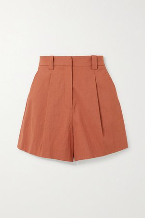 X Petra Flannery Huxley Linen-blend Shorts - Orange