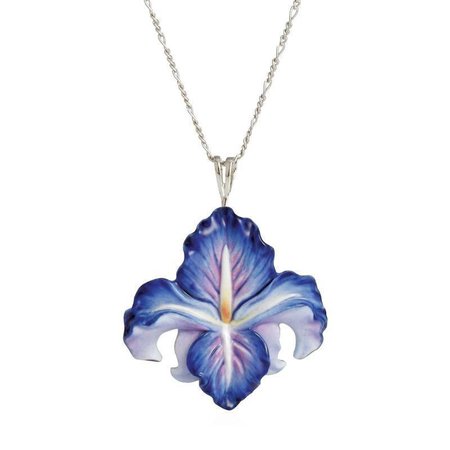 Franz Collection Blue Iris Flower Necklace FJ00234 – Biggs Ltd