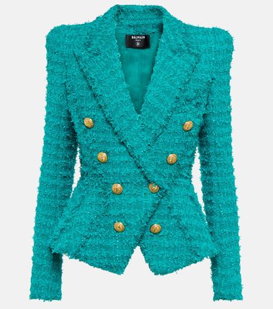 Tweed Blazer in Green - Balmain | Mytheresa