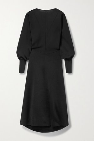 Open-back Stretch-knit Midi Dress - Black