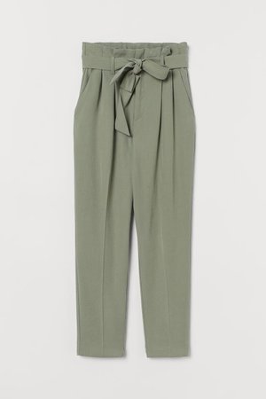 Paper-bag Pants - Sage green - Ladies | H&M US