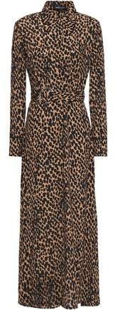 Amanda Belted Leopard-print Crepe Maxi Shirt Dress