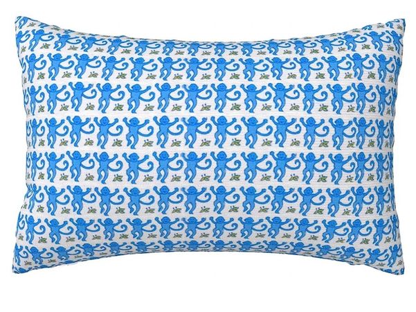 roller rabbit blue pillow