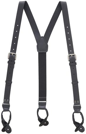 SuspenderStore Men's Buckle Strap Leather Button Suspenders, 1-Inch - BLACK at Amazon Men’s Clothing store