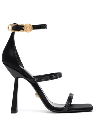 Versace Crystal Safety Pin 95mm Sandals - Farfetch