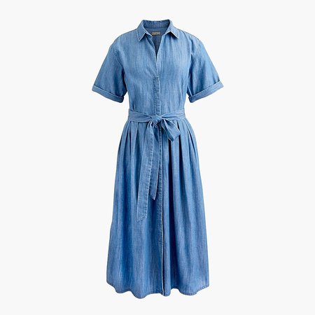 J.Crew: Full-skirt Chambray Shirtdress In Cotton And TENCEL™ Lyocell