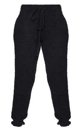Shape Black Fluffy Knit Jogger | Curve | PrettyLittleThing USA