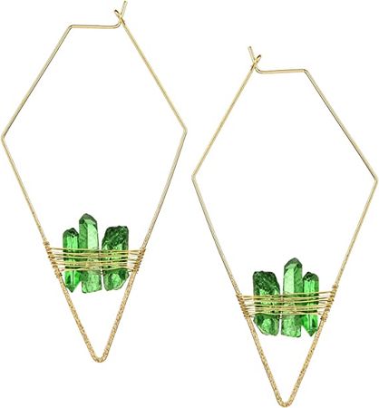 Amazon.com: Green Real Natural Quartz Stone Healing Cube Crystal Chakra Dangle Earrings for Women Minimalistic Jewelry Rose Quartz Stone Earrings Valentine's day Mother's day Gift: Clothing, Shoes & Jewelry