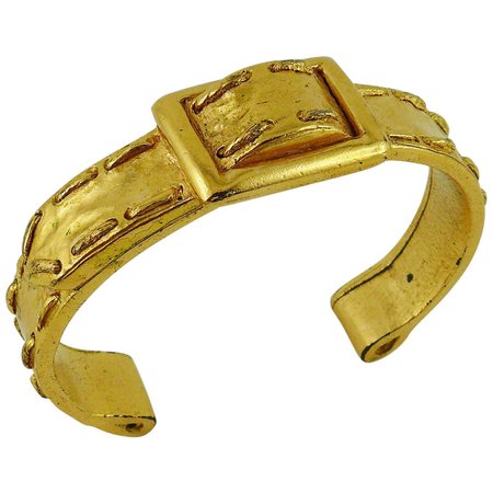 Balenciaga Vintage Gold Toned Belt Buckle Bangle Bracelet For Sale at 1stDibs