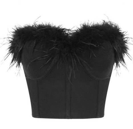 muse feather strapless top