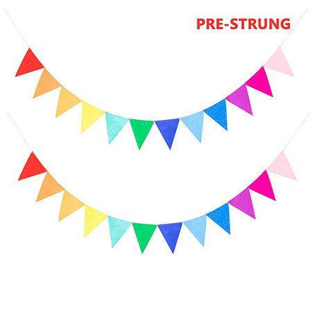 2 Assembled Felt Rainbow Bunting Banner Multicolor for Kids Birthday Party Decoration: Amazon.ca: Health & Personal Care