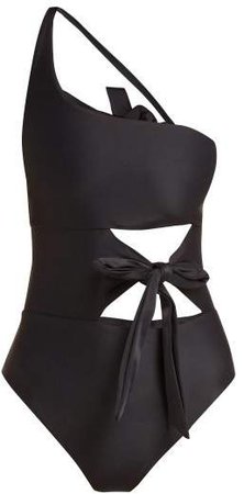 Collision Tie Front Swimsuit - Womens - Black