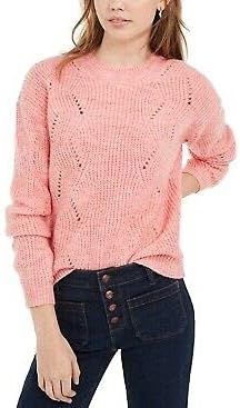 Hippie Rose Women's Juniors' Marled Mock-Neck Sweater Pink Size X-Small at Amazon Women’s Clothing store