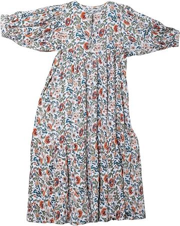 Amazon.com: Pure Cotton Women Summer Block Printed Vacation Maxi/Midi Dress with Pocket | Indo Style American Outfit with Casual Dresses : Clothing, Shoes & Jewelry
