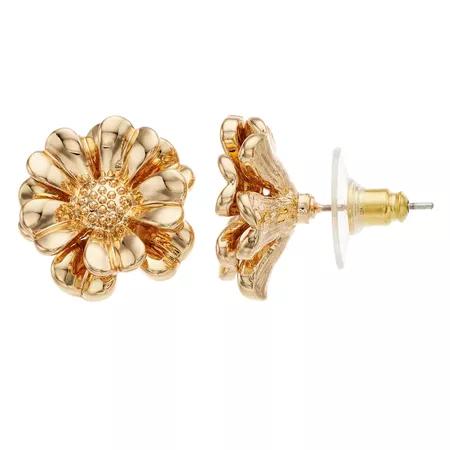 Gold Tone Flower Stud Earrings