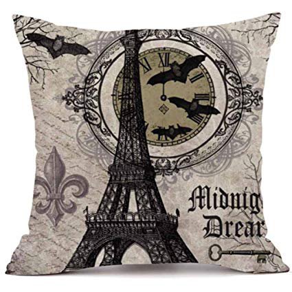 Elogoog Halloween Pumpkin Throw Cushion Cases Super Cashmere Sofa Pillowcase Cover Home Decor 18 x 18 Inches_1pc (18 x 18 Inches, Eiffel Tower): Gateway