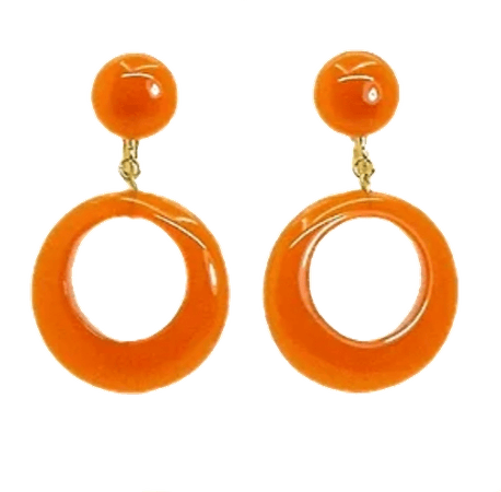 retro earrings orange cute