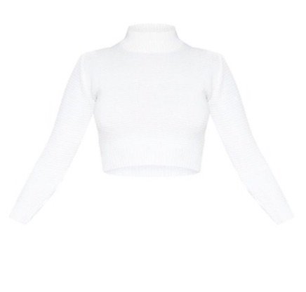 Cream Ribbed Cropped Jumper