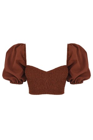 Clothing : Tops : 'Lavanna' Cocoa Puff Sleeve Cropped Top