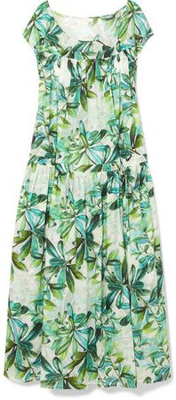 Eywasouls Malibu - Caroline Printed Cotton-voile Maxi Dress - Bright green