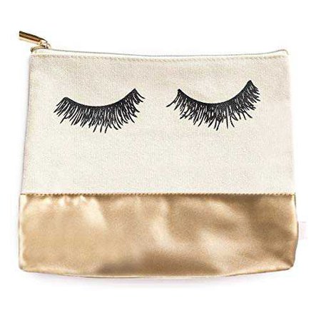 Amazon.com: Eyelashes Gold Leather Makeup Bag | Large Make Up Bag Toiletry Bag Pencil Case Makeup Organizer Cosmetic Bag Bridesmaid Gift for Her Canvas: Handmade