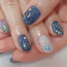 Blue zodiac nail polish art