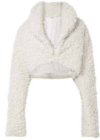 Evie Cropped Faux Shearling Jacket - Off-white
