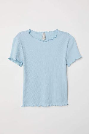 Ribbed Jersey Top - Turquoise
